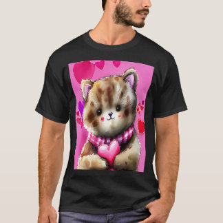 Valentindagen Kärlek Heart Cat Teddy Girlkompis Fi T Shirt