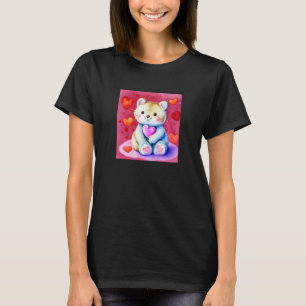 Valentindagen Kärlek Heart Cat Teddy Girlkompis Fi T Shirt