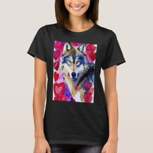 Valentindagen Kärlek Heart Cute Varg Girlkompis Fi T Shirt