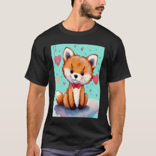 Valentindagen Kärlek Heart Fox Teddy Girlkompis Fi T Shirt