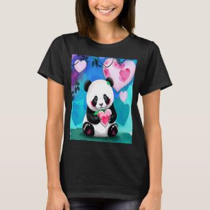 Valentindagen Kärlek Heart Panda Girlkompis Fiancé T Shirt