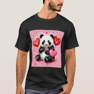 Valentindagen Kärlek Heart Panda Girlkompis Fiancé T Shirt