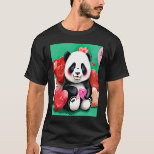 Valentindagen Kärlek Heart Panda Girlkompis Fiancé T Shirt