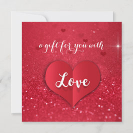 Valentindagen Kärlek Heart Red Glitter-presentkort