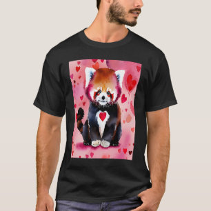 Valentindagen Kärlek Heart Red Panda Girlkompis Fi T Shirt