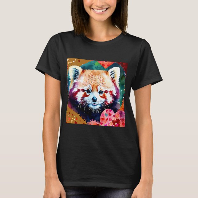 Valentindagen Kärlek Heart Red Panda Girlkompis Fi T Shirt (Framsida)