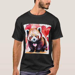 Valentindagen Kärlek Heart Red Panda Girlkompis Fi T Shirt