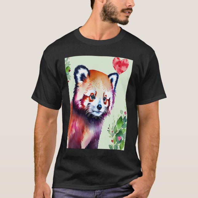 Valentindagen Kärlek Heart Red Panda Girlkompis Fi T Shirt (Framsida)