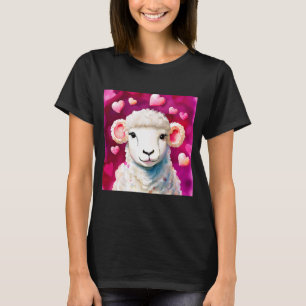 Valentindagen Kärlek Heart Sheep Girlkompis Fiancé T Shirt