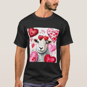Valentindagen Kärlek Heart Sheep Girlkompis Fiancé T Shirt