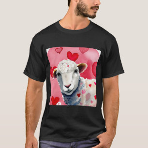 Valentindagen Kärlek Heart Sheep Girlkompis Fiancé T Shirt