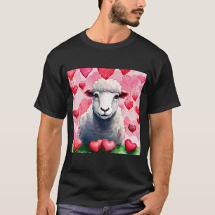 Valentindagen Kärlek Heart Sheep Girlkompis Fiancé T Shirt
