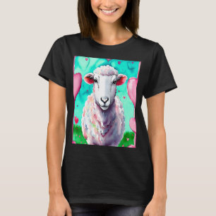 Valentindagen Kärlek Heart Sheep Girlkompis Fiancé T Shirt