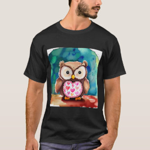 Valentindagen Kärlek Heart Uggla Teddy Girlkompis T Shirt