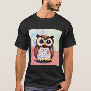 Valentindagen Kärlek Heart Uggla Teddy Girlkompis T Shirt