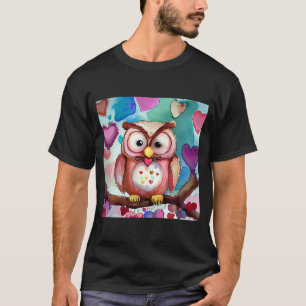 Valentindagen Kärlek Heart Uggla Teddy Girlkompis  T Shirt