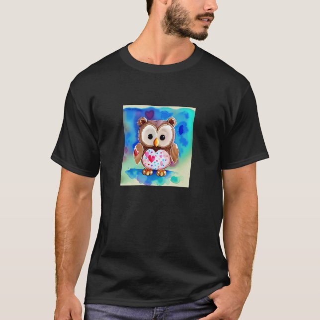 Valentindagen Kärlek Heart Uggla Teddy Girlkompis  T Shirt (Framsida)