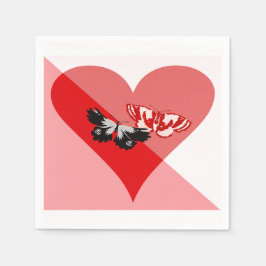 Valentindagen Kärlek Mönster med två fjärilar Pappersservett