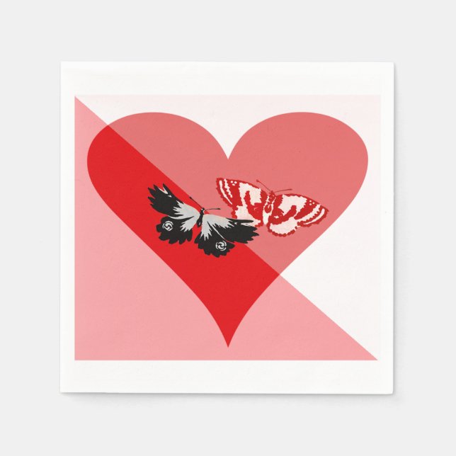 Valentindagen Kärlek Mönster med två fjärilar Pappersservett (Framsidan)