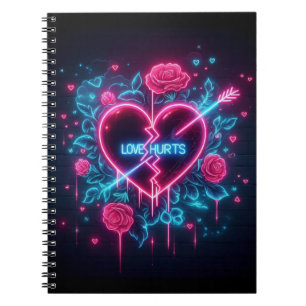 Valentindagen Kärlek Ontr Neon Heart Anteckningsbok