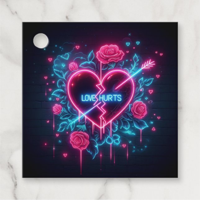 Valentindagen Kärlek Ontr Neon Heart Gåvor Etiketter (Framsida)
