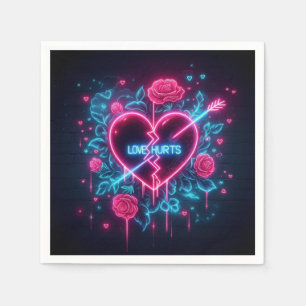 Valentindagen Kärlek Ontr Neon Heart Pappersservett