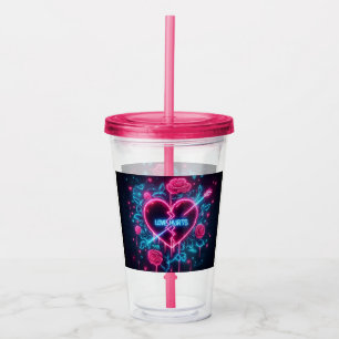 Valentindagen Kärlek Ontr Neon Heart Take Away Mugg