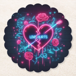 Valentindagen Kärlek Ontr Neon Heart Underlägg Papper