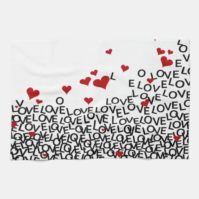 Valentindagen Kärlek Towel Kökshandduk (Horisontell)