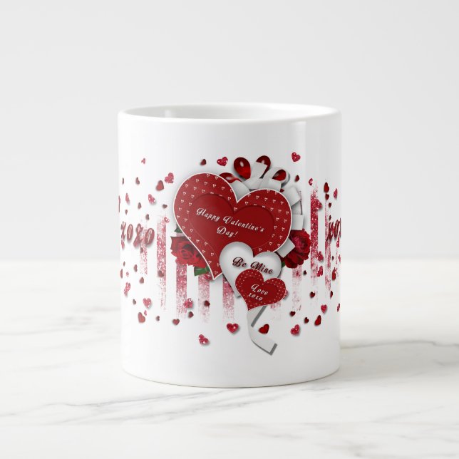 Valentindagen Mugg - Hearts XOXO Jumbo Mugg (Framsidan)