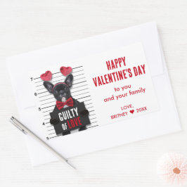 Valentindagen Mugshot Guilty Kärlek Hund Funny Rektangulärt Klistermärke