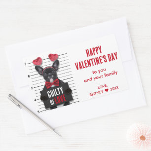 Valentindagen Mugshot Guilty Kärlek Hund Funny Rektangulärt Klistermärke