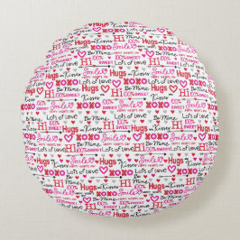 Valentindagen Ord Ord Collage Rund Kudde