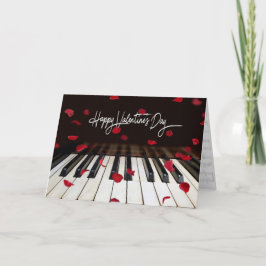 Valentindagen Piano och Ro Petals Helgkort