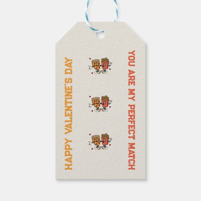 Valentindagen "Pizza and Fried Potatis Match" Presentetikett (Baksidan)