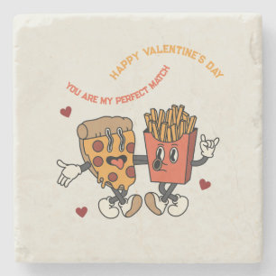 Valentindagen "Pizza and Fried Potatis Match" Stenunderlägg