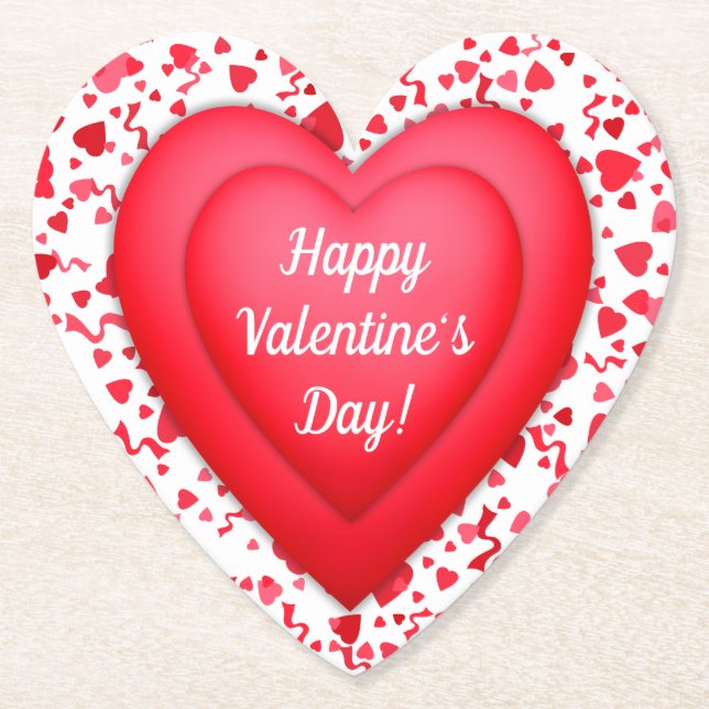 Valentindagen Red Confetti Heart-Personligen Underlägg Papper (Framsida)
