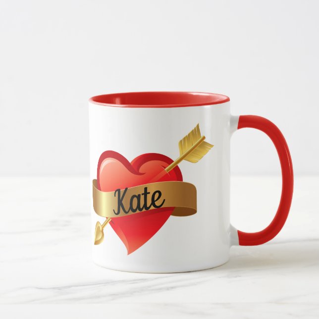 Valentindagen Red Heart Custom Name Mugg Kopp Tea (Höger)