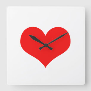 Valentindagen Red Heart Cute White Anpassningsbar Fyrkantig Klocka