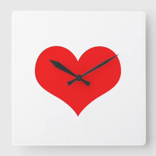 Valentindagen Red Heart Cute White Anpassningsbar  Fyrkantig Klocka (Framsida)