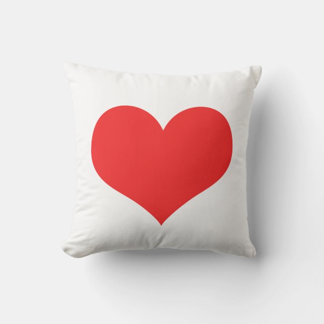 Valentindagen Red Heart Cute White Anpassningsbar  Kudde (Framsida)