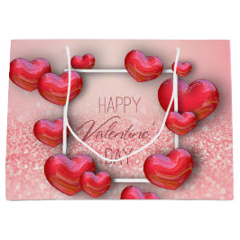 Valentindagen Red Heart Glitter Large Gift Bag