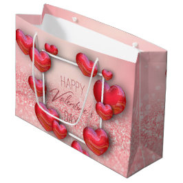Valentindagen Red Heart Glitter Large Gift Bag