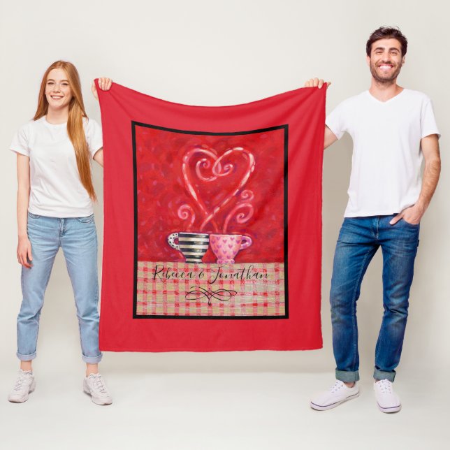 Valentindagen Red Heart Kaffe koppar Fleecefilt (På plats)