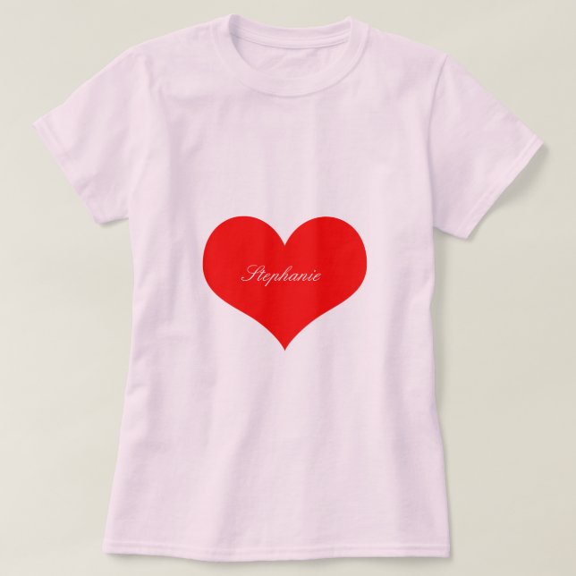 Valentindagen Red Heart Rosa Monogram Cute T Shirt (Design framsida)