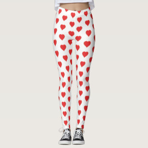 Valentindagen Red Heart Whimsiacl Mönster Leggings