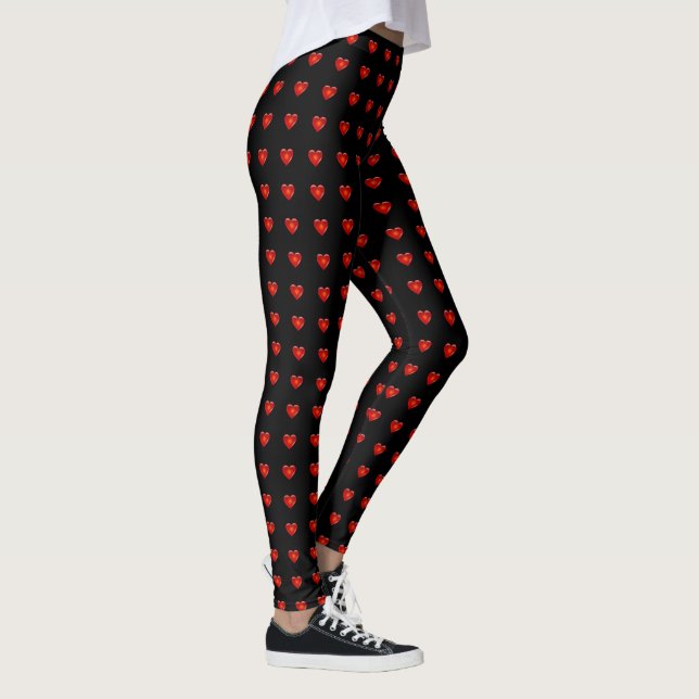 Valentindagen Red Hearts White Heart Women Leggings (Höger)