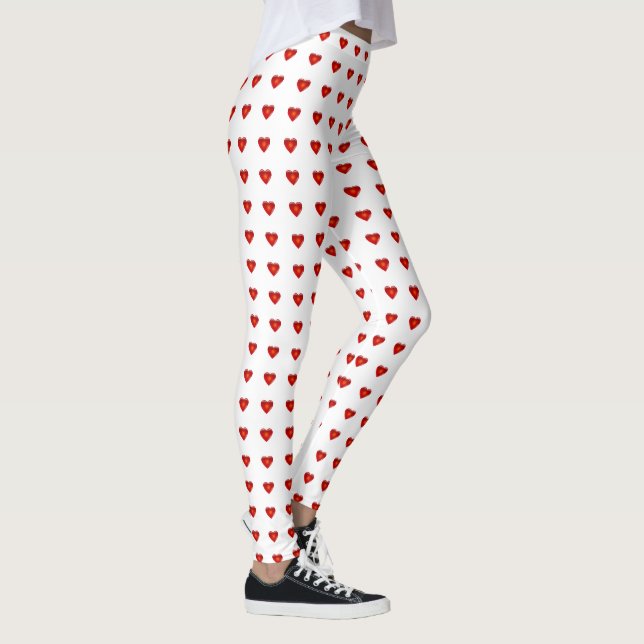 Valentindagen Red Hearts White Heart Women Leggings (Höger)