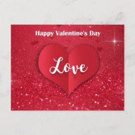Valentindagen Red Papper Heart Glitter - vykort