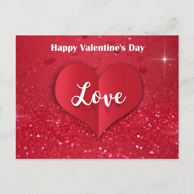 Valentindagen Red Papper Heart Glitter - vykort (Framsida)